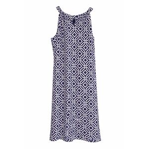 Jude Connally Shift Dress L Navy White Geometric Keyhole Stretch